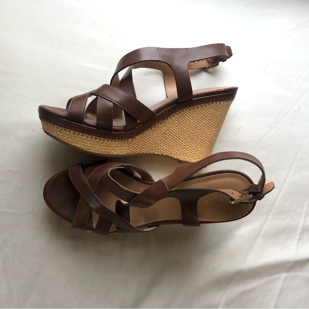 Franco Sarto Brown Wedge Sandals Women’s Size 8.5